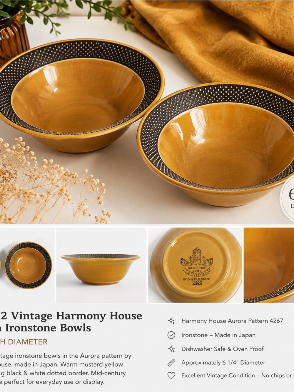Vintage Harmony House Aurora Ironstone Cereal Bowls